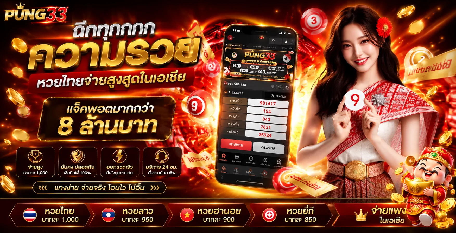 PUNG33 หวยออนไลน์ ตรวจผลและรอบเดิมพัน